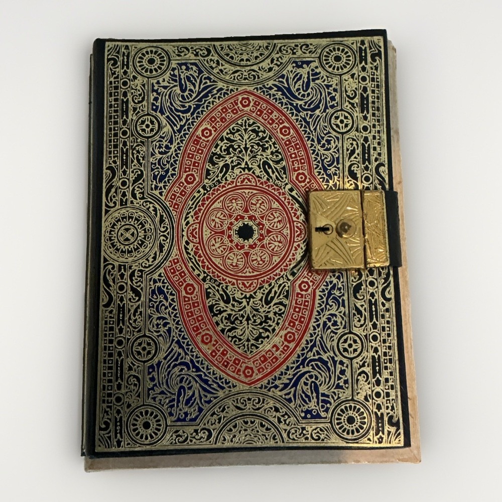 Vintage Five Year Diary Made In Japan Genuine Leather With Gold Stamped Motifs